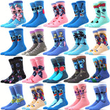 10 Pairs Men's Stitch Novelty Crew Socks - Colorful Cartoon Character Socks with Playful Stitch Designs, Machine Washable, Summer & Spring Casual Wear, Comfortable Breathable Socks for Men, Novelty Socks, Playful Sock Designs