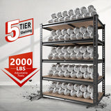 2000LBS Garage Shelving 72"H Storage Shelves Heavy Duty 5-tier Metal Shelving Units for Garage Shelves 60" H X 28" W X 12" D, Adjustable Utility Shelf Rack for Kitchen Warehouse Basement Pantry Utility Rack Shelf, 35.5"W X72"