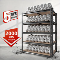 2000LBS Garage Shelving 72"H Storage Shelves Heavy Duty 5-tier Metal Shelving Units for Garage Shelves 60" H X 28" W X 12" D, Adjustable Utility Shelf Rack for Kitchen Warehouse Basement Pantry Utility Rack Shelf, 35.5"W X72"