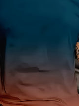 [Gradient Print T-Shirt] Summer Gradient Print Men's T-Shirt | 3D Digital Ombre Blue to Peach Design, Breathable Round Neck Regular Fit, Machine Washable