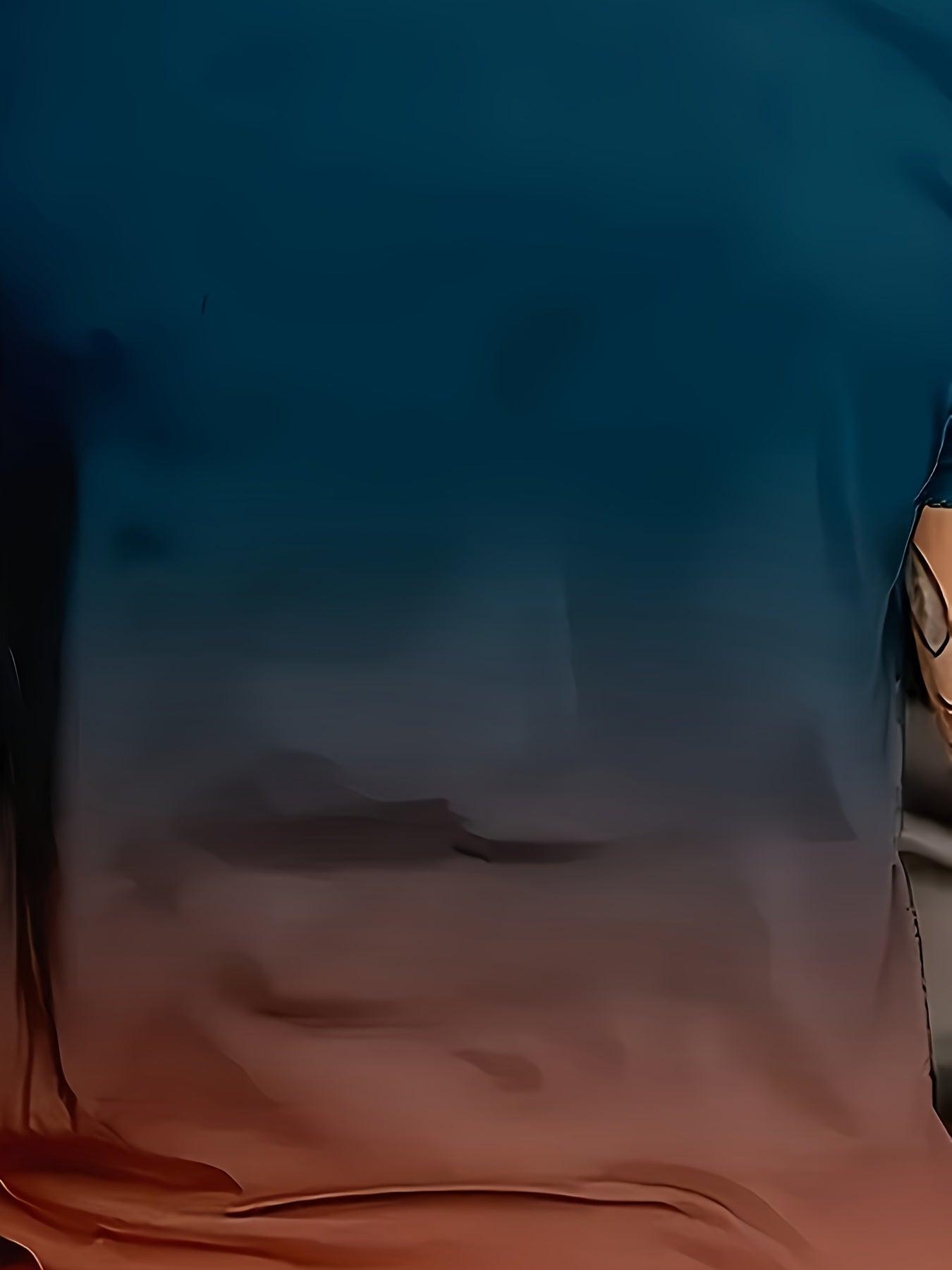 [Gradient Print T-Shirt] Summer Gradient Print Men's T-Shirt | 3D Digital Ombre Blue to Peach Design, Breathable Round Neck Regular Fit, Machine Washable