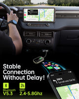 Luckymore Wireless Carplay Adapter, Converts Wired to Wireless Carplay Dongle for Wireless Control Plug & Play Carplay Fit for Cars from 2017 & for Apple iPhone iOS 10+