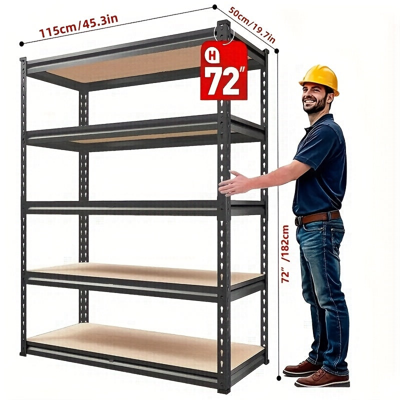 500/2000 Lb Heavy Duty Metal Garage Shelving Unit - Adjustable 3/5 Tier Utility Rack with Easy 10-Min Assembly, Black Storage Organizer for Garage, Basement, Kitchen (29.5"x15.7"x15.7", 60"x28"x12", 72"x35.5"x15.8", 72"x45.3"
