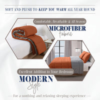 Elegant Comfort 3-Piece Reversible Comforter Set, All Season Cozy, Soft Down Alternative, Quilted - Box Stitched - Duvet Insert with 4 Corner Tabs, Comforter with Shams, Twin XL, Coral/Gray