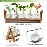 CFMOUR Plant Terrarium with Wooden Stand, Desktop Propagation Stations Glass Air Planter Metal Swivel Holder for Indoor Live Hydroponics Plants Office Home Garden Decor (5 Bulb Vase)