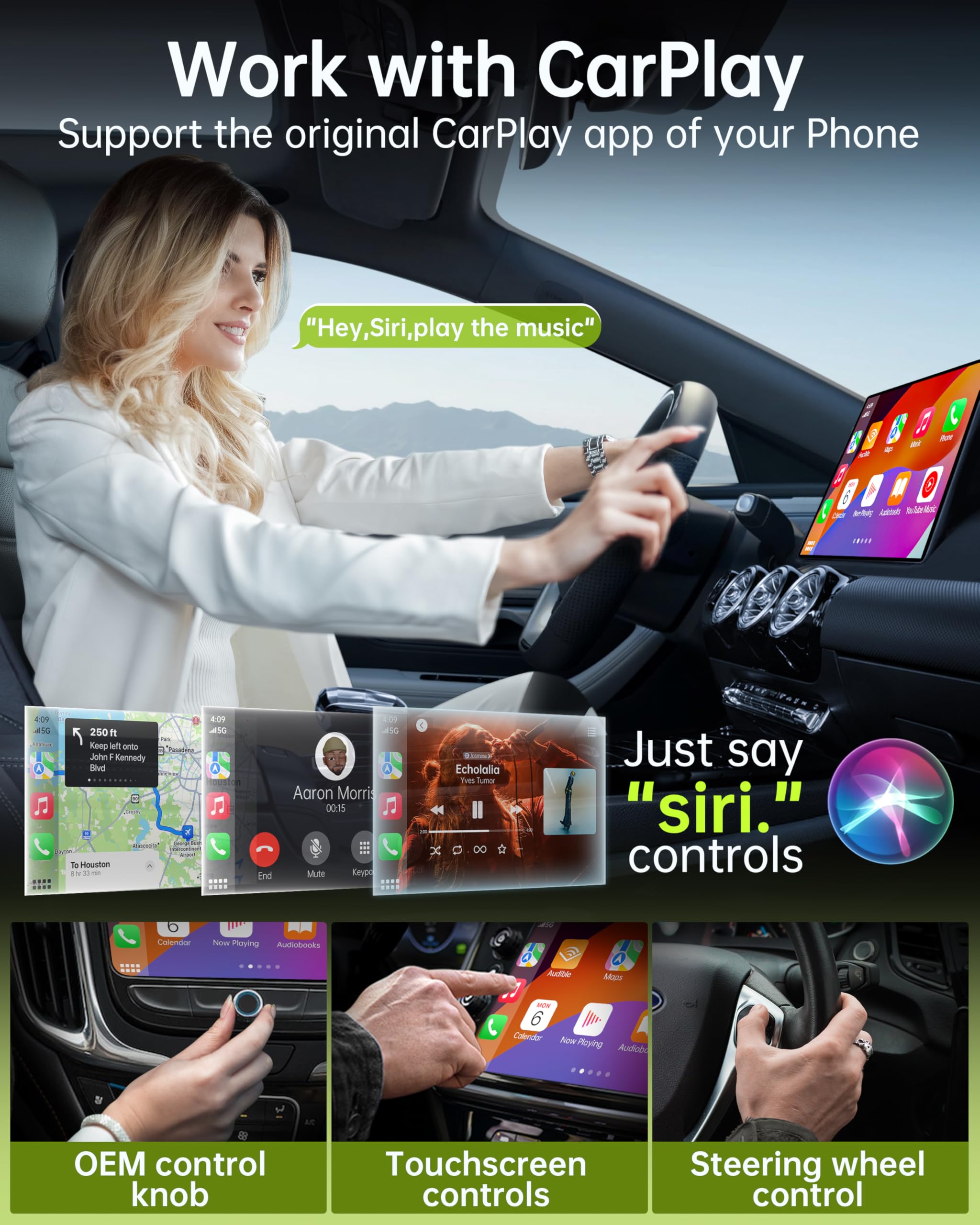 Luckymore Wireless Carplay Adapter, Converts Wired to Wireless Carplay Dongle for Wireless Control Plug & Play Carplay Fit for Cars from 2017 & for Apple iPhone iOS 10+