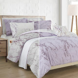 Elegant Comfort Reversible 10-Piece Comforter Set, Marble Print, Decorative Pillow and Fitted Sheet with Smart Pockets, Soft, Plush, & Lightweight Material, 10pc Marble, Queen, Lilac/Purple