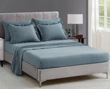 Chezmoi Collection Eleanora King Bed in a Bag 7-Pieces Ruffled Edge Trim Stone Washed Double Brushed Microfiber Comforter with Sheets Lightweight All Season Bedding Set (King, Dusty Blue)