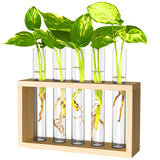 Ivolador Wall Mounted Hanging Plants Terrariumin Test Tube Flower Bud Tabletop Glass Wooden Stand with 5 Test Tube Perfect for Propagating Hydroponic Plants Home Garden Wedding Decoration-Log