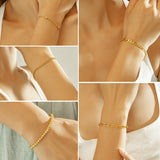 Wgoud Waterproof Gold Bracelets for Women Trendy, Dainty 14K Real Gold Plated Fashion Stackable Bracelet Sets for Women Thin Cuban Link Paperclip Chain Bracelets Layered Gold Jewelry Sets Gifts for Womens (5Pcs Gold Bracelet)