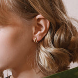 SWEETV Small Hoop Earrings for Women, Post Cubic Zirconia Gold Plated Huggie Hoop Earrings for Women, 8mm for Adult