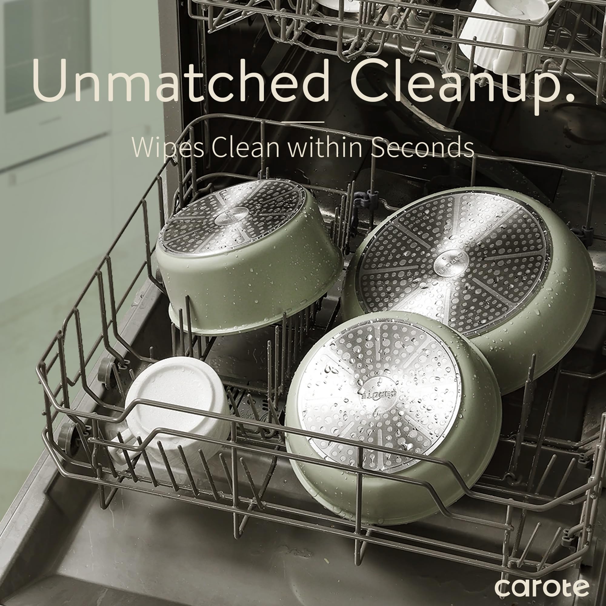 CAROTE Pots and Pans Set, Nonstick Cookware Set Detachable Handle, 11pcs Induction Kitchen Cookware Sets Non Stick with Removable Handle, RV Cookware Set, Oven Safe, Green