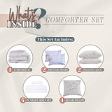 Elegant Comfort Reversible 10-Piece Comforter Set, Marble Print, Decorative Pillow and Fitted Sheet with Smart Pockets, Soft, Plush, & Lightweight Material, 10pc Marble, Queen, Lilac/Purple