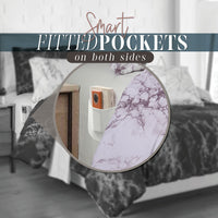 Elegant Comfort Reversible 10-Piece Comforter Set, Marble Print, Decorative Pillow and Fitted Sheet with Smart Pockets, Soft, Plush, & Lightweight Material, 10pc Marble, Queen, Lilac/Purple