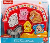 Fisher-Price Toddler Shape Sorting Toy Laugh & Learn Farm Animal Puzzle with Music & Sounds for Kids Ages 1+ Years