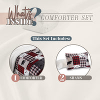 Elegant Comfort 3-Piece Winter Lodge-Patch Sherpa Comforter Soft, Cozy and Durable Quality, Heavy Weight Reversible Down Alternative Micro-Suede, Patch Sherpa Comforter, Cal King