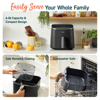 COSORI Air Fryer 9-in-1, Compact & Large 6-Qt, Fast Turbo Modes, 90-450°F Evenly Results with Precise Temperature Control, 95% Less Oil, Roast, Bake, Dry, Reheat, Frozen, Broil, Proof, Grey