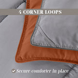 Elegant Comfort 3-Piece Reversible Comforter Set, All Season Cozy, Soft Down Alternative, Quilted - Box Stitched - Duvet Insert with 4 Corner Tabs, Comforter with Shams, Twin XL, Coral/Gray