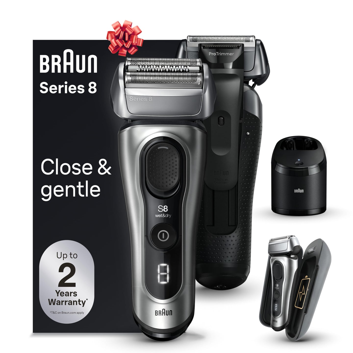 Braun Series 8 Electric Shaver, Holiday Gifts for Men, Shaving Kit with 4+1 Shaving Elements, Precision Long Hair Trimmer, SmartCare Center, PowerCase