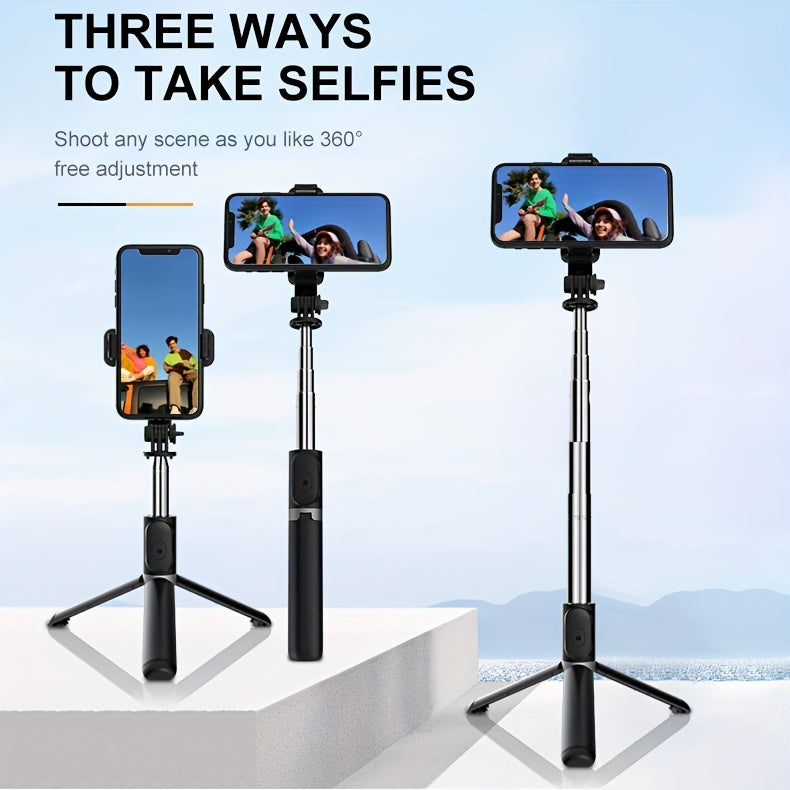 40-inch Smartphone Selfie Stick Tripod, Expandable Selfie Stick Integrated Smartphone Tripod with Wireless Remote Control, Can Rotate 360 Degrees, Suitable for iPhone 16/15/14/13/12/12 Pro/11 Pro/XS/XR/X/8/7 Plus smartphone A