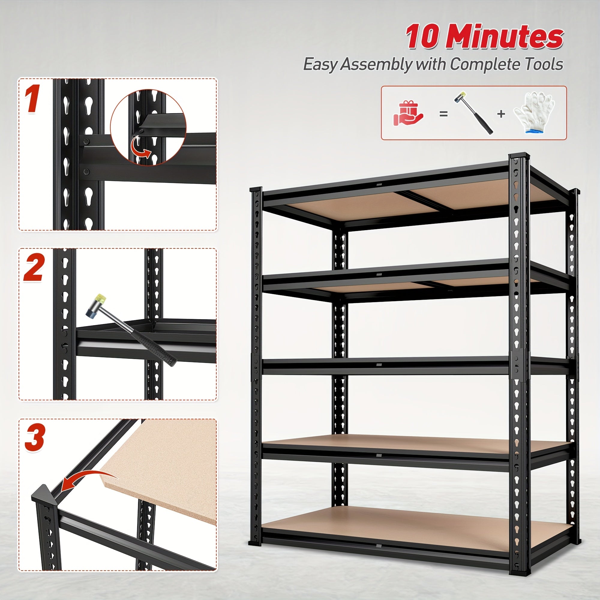 2000LBS Garage Shelving 72"H Storage Shelves Heavy Duty 5-tier Metal Shelving Units for Garage Shelves 60" H X 28" W X 12" D, Adjustable Utility Shelf Rack for Kitchen Warehouse Basement Pantry Utility Rack Shelf, 35.5"W X72"
