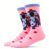 10 Pairs Men's Stitch Novelty Crew Socks - Colorful Cartoon Character Socks with Playful Stitch Designs, Machine Washable, Summer & Spring Casual Wear, Comfortable Breathable Socks for Men, Novelty Socks, Playful Sock Designs