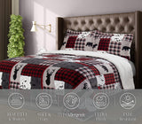 Elegant Comfort 3-Piece Winter Lodge-Patch Sherpa Comforter Soft, Cozy and Durable Quality, Heavy Weight Reversible Down Alternative Micro-Suede, Patch Sherpa Comforter, Cal King