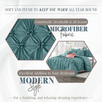 Elegant Comfort 12-Piece Bed-in-a-Bag, Ella Pleated Ruched Pintuck Comforter Set, 6-Piece Sheet Set Featuring Smart Pockets, Matching Decorative Pillows, All Season Bedding,California King, Mint Green