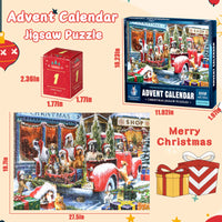 Puzzle Advent Calendar 2024 Christmas Jigsaw Puzzles for Kids and Adults, Xmas Dogs 1008 Pieces, 24 Days Countdown to Christmas, Stocking Stuffers Christmas Puzzles Gift