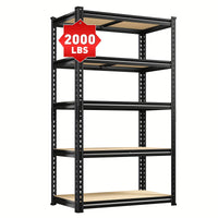 2000LBS Garage Shelving 72"H Storage Shelves Heavy Duty 5-tier Metal Shelving Units for Garage Shelves 60" H X 28" W X 12" D, Adjustable Utility Shelf Rack for Kitchen Warehouse Basement Pantry Utility Rack Shelf, 35.5"W X72"