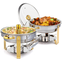 Meiffer 6-piece 2/4/6/8 piece set commercial 304 stainless steel rolling heat-resistant tray set - NSF stainless steel countertop system, only includes food trays, water trays and fuel storage containers, only for cooking