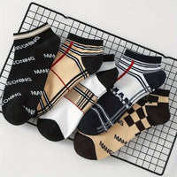 12 Pairs Men'S & Women'S Socks - Summer Lightweight, Thin, Versatile, Geometric Pattern, Polyester & Spandex, Hand Wash or Dry Clean, Casual Sock Design, Casual Sock Design|Geometric Pattern Socks|Polyester Spandex Blend