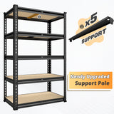 2000LBS Garage Shelving 72"H Storage Shelves Heavy Duty 5-tier Metal Shelving Units for Garage Shelves 60" H X 28" W X 12" D, Adjustable Utility Shelf Rack for Kitchen Warehouse Basement Pantry Utility Rack Shelf, 35.5"W X72"
