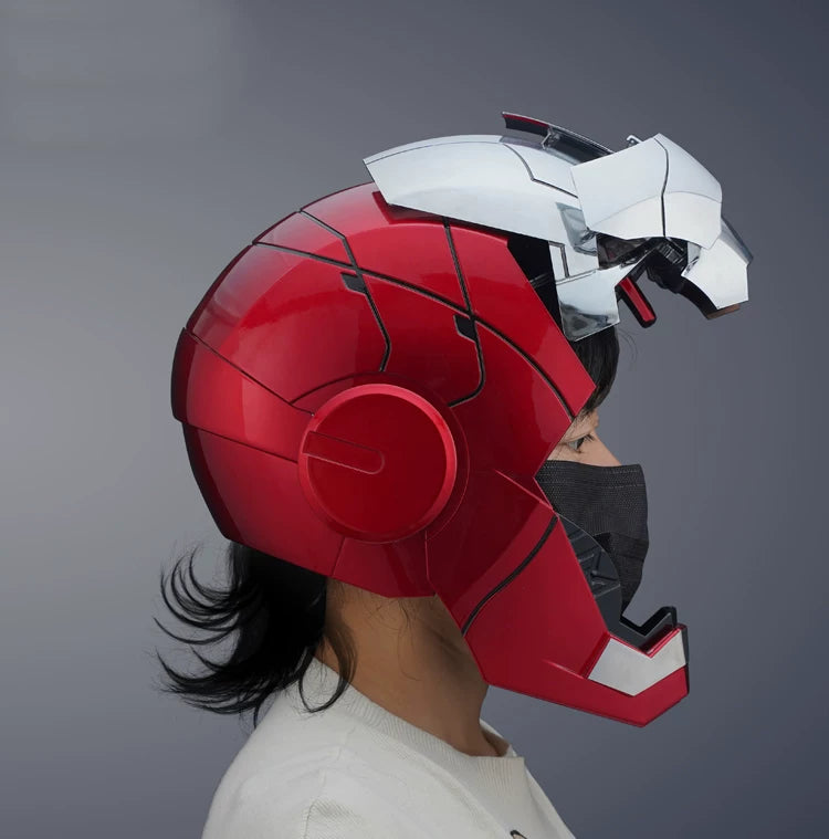 New AutoKing 1:1 Mk5 Iron Man Helmet Cosplay Voice Control Eyes with Light Model Toys for Adult Electric Wearable Christmas Gift