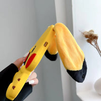 Kawaii 3D Plush Ears Cute Cartoon Pikachu Soft Silicone Phone Case For iPhone 16 15 14 13 12 Pro Max Shockproof Protective Cover