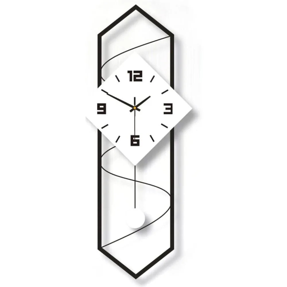 Swing Quartz Silent Wall Clock Metal Modern Wall Clock Large Pendulum Wall Clock Home Decor Clock with Hook