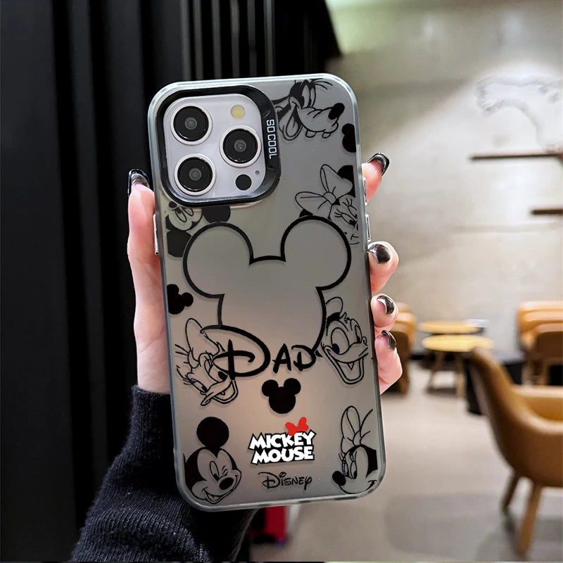 Mickey Mouse Plating Phone Case for IPhone 17 16 15 14 13 12 11 Pro Max Plus 17 Air 16E X XR XS Max Hard Shockproof Bumper Cover