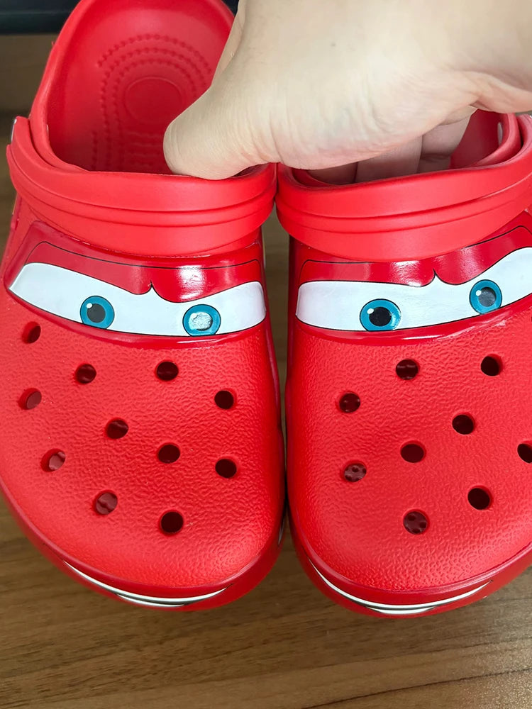 New Disney McQueen Pix Cartoon Solid Color Waterproof Anti Slip Hole Outdoor Sandals Casual Sandals Adult Anime Accessories