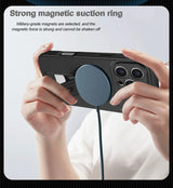Bracket Holder Magnetic Phone Case for iPhone 16 15 14 13 12 11 Pro Max Plus 16e Matte Armor Kickstand Holder Back Cover Fundas