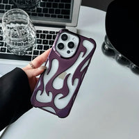 Fashion Matte 3D Hollowed Flame Phone Case For iphone 17 Air 16 Pro Max 15 Plus 14 13 12 11 Electroplated Soft Back Cover capa