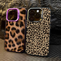 Leopard Print Pattern Electroplate Silver IMD Phone Case For iPhone 16 15 Pro Max 16E 7 8 Plus 14 13 12 11 Pro X XS XR SE2 Cover