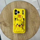 3D Cartoon Pikachu Stand Phone Case For IPhone17 17pro 17promax 13 14 15 16 12 ProMax 14 15 Plus Soft Silicone  Back Cover