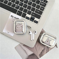 Lovely Oil Painting Puppy Mirror Earphone Case For Airpods 3 Pro 2 1 Shockproof Charging Cover For Airpods 4 Cartoon Soft Shell