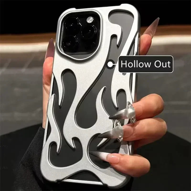 Fashion Matte 3D Hollowed Flame Phone Case For iphone 17 Air 16 Pro Max 15 Plus 14 13 12 11 Electroplated Soft Back Cover capa