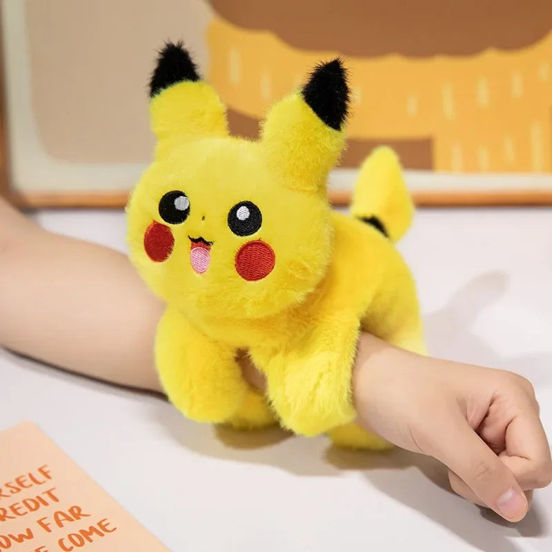 Pikachu Snap Bracelets Clap Soft Stuffed Doll Toys Anime Kawaii Boys Girls Wristband Creative Rotating Tail Clap Circle Kids Toy