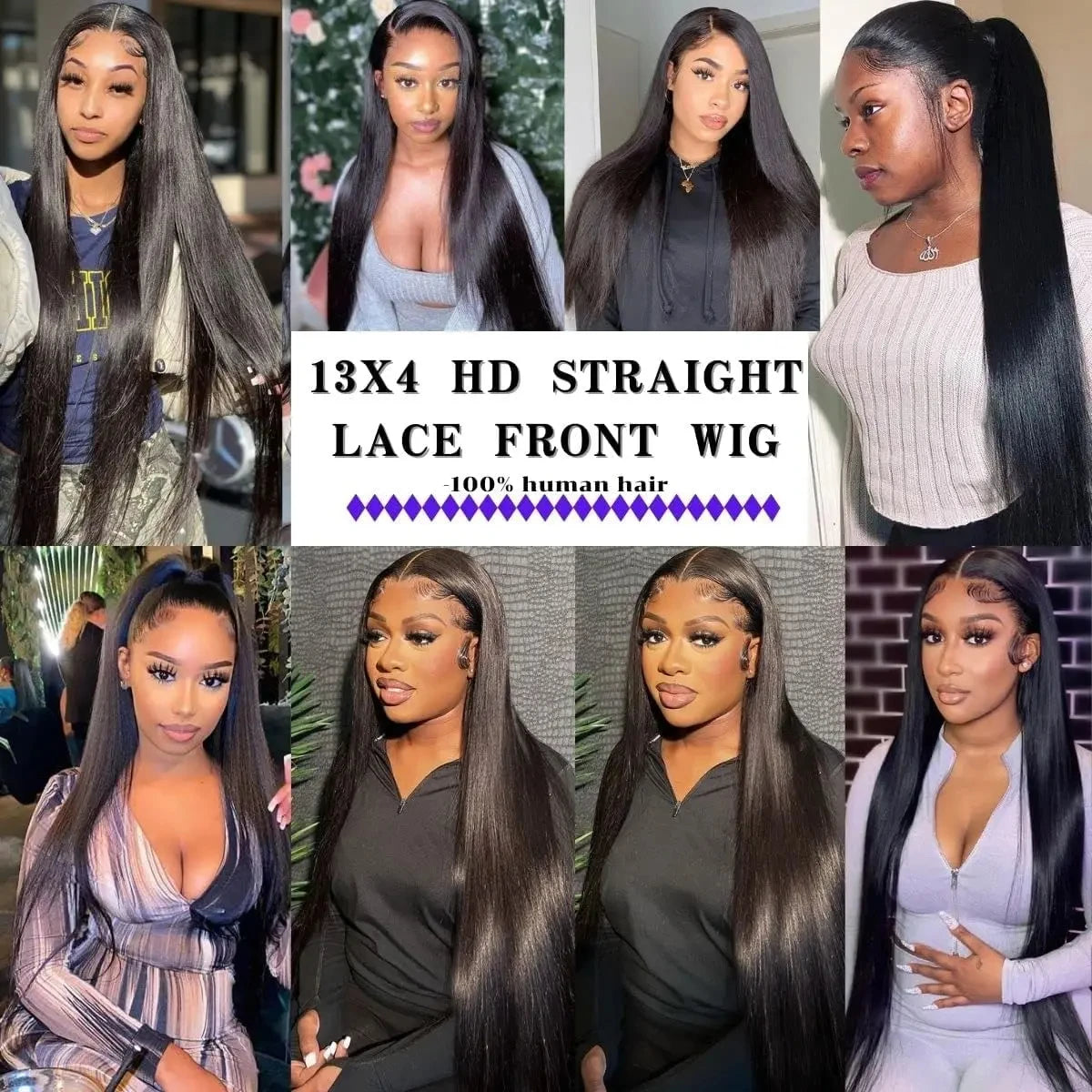 Pre-Plucked 13x4 Lace Front Wig – 100% Human Hair, Straight, 150% Density