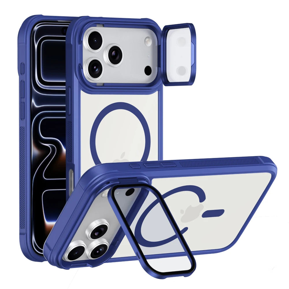 For Magsafe Glass Lens Protection Holder Phone Cases For iPhone 17 16 15 14 13 12 11 Pro Max Plus Air Shockproof Magnetic Cover
