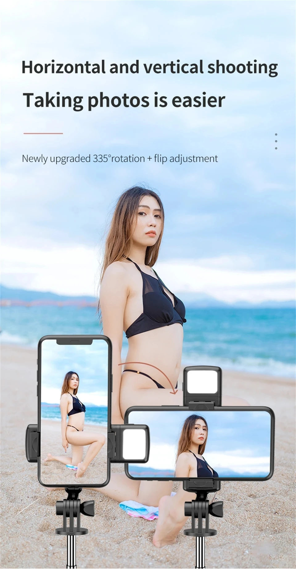 FANGTUOSI Selfie Stick Tripod Extendable Wireless Bluetooth Remote Portable Smartphone Tripod Stand Mount For iOS Android Phone