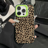 Leopard Print Pattern Electroplate Silver IMD Phone Case For iPhone 16 15 Pro Max 16E 7 8 Plus 14 13 12 11 Pro X XS XR SE2 Cover
