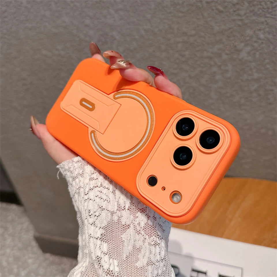 New Magnetic Stand Phone Case For iPhone 17 Air 13 11 12 14 15 16 Pro Max Plus Magsafe Official Wireless Charge Protector Cover